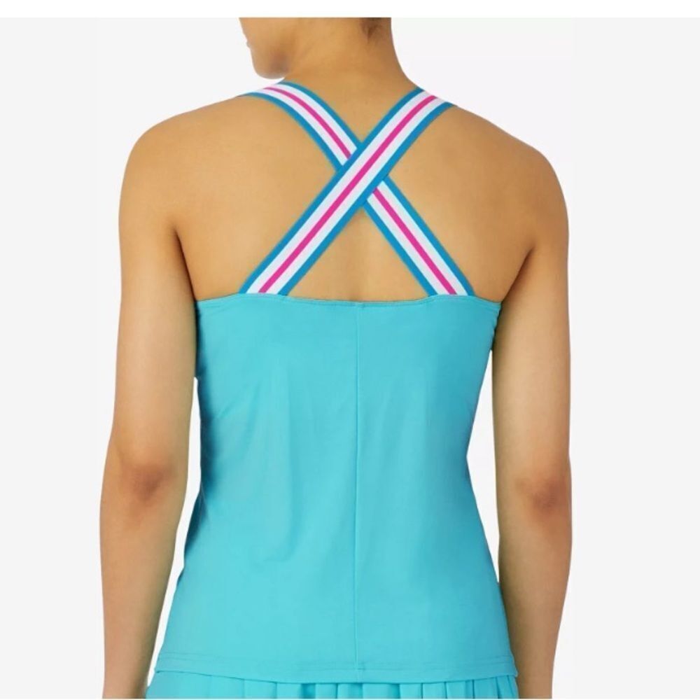 Fila Tie Breaker Tennis Tank Blue Sz XL Cross-Back Racerback Sleeveless Top